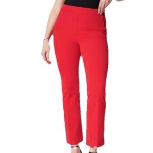 Spanx On The Go Ankle Slim Straight Pants True Red Stretch w Pockets Womens S